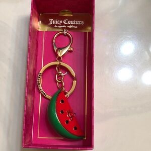Juicy Couture Gold Tone 3D Red & Green Enamel Watermelon Bag Charm Crystal NIB